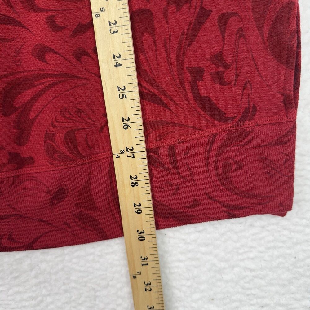 Athleta Womens Coaster Luxe Sweatshirt Large Red Paisley Pullover Athleisure Top - Picture 16 of 16